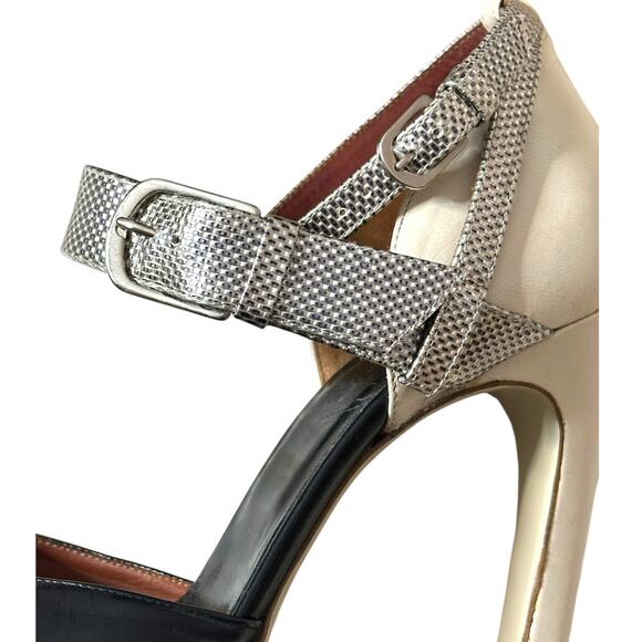 Dries Van Noten Leather D'orsay black cream gold platform pumps Size 37.5/US7 - Picture 7 of 15